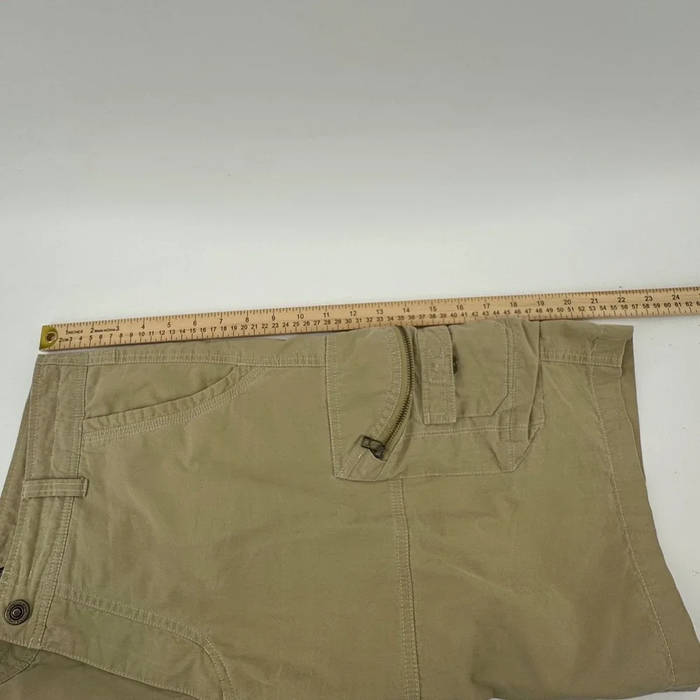 Kuhl Mens Khaki Tan Vintage Patina Dye Cargo Hiking Shorts Size 34 Cotton Nylon